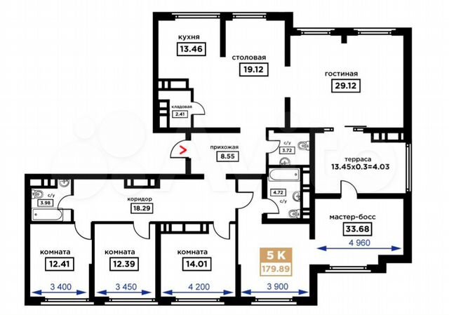 5-к. квартира, 180 м², 16/19 эт.