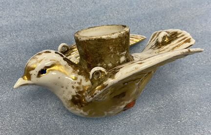 Лампадка Голубка Фарфор фабрика Кузнецова Позолота