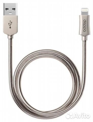 Кабель Deppa Steel USB - Apple Lightning, серебри