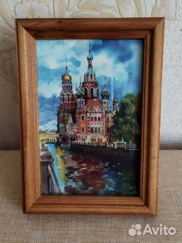 Картина акварель, Храм Спас на крови17х12см