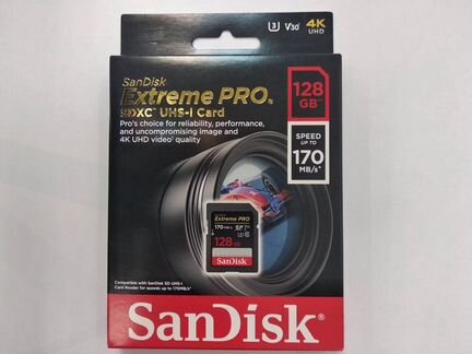 Карта памяти Sandisk Extreme PRO SD XC 128 GB