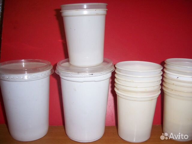 Стаканы пластиковые из под сметаны