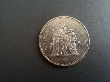 50 франков 1974 года.Серебро. Геркулес и музы