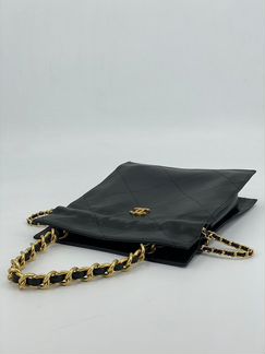 Женская сумка шоппер черная кожа с цепочкой Chanel