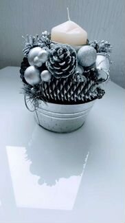 Новогодняя композиция со свечой (Handmade)