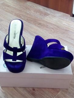 Сабо фиолетовый бархат на танкетке Enzo Moletto