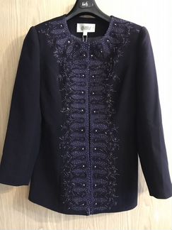 Пиджак темно-сливовый расшитый бисером