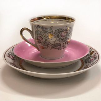 Кофейные чашки трио (тройки) Рига. Рижский фарфор