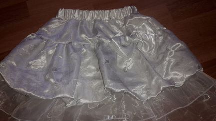 Юбка баллон снежинка белая с люрексом с блузкой