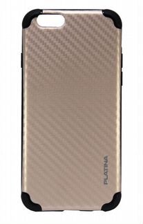 Чехол-накладка для iPhone 66S (4.7) platina TPU+PC Карбон золото