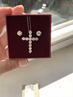 Крестик и серьги 925пробы