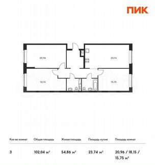 3-к квартира, 102 м², 9/11 эт.