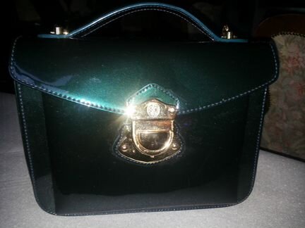 Сумка Manzoni, нат.кожа зеленый лак