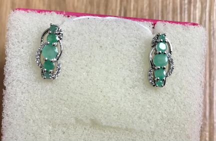 Серьги Серебро 925 с изумрудами новые