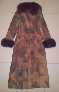 Дубленка с натуральным мехом, длинная