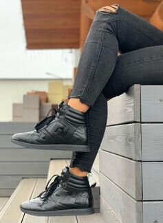 Высокие сникеры Fendi Фенди FF из кожи