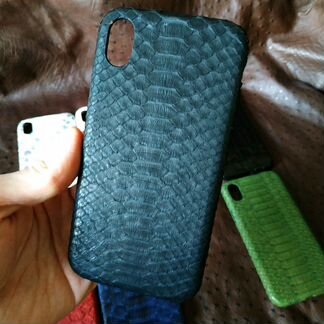 Чехол iPhone XR Айфон хр из кожи питона черный