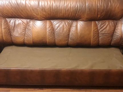 Диван+два кресло из натуральной кожи