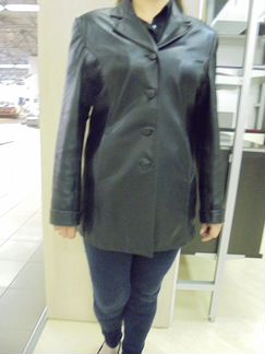 Куртка-пиджак, нат. черная кожа, р.48-50