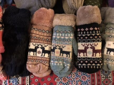 Перчатки с лосями, варежки с лосями