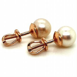 Золотые серьги пусеты с жемчугом