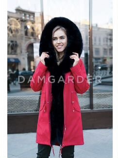 Парка новая женская красная с натуральным мехом