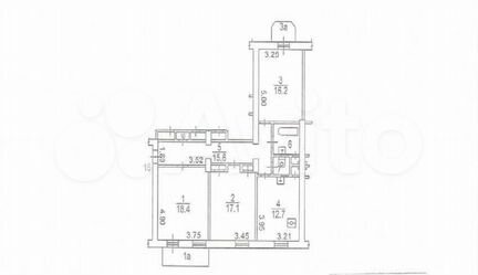 Комната 18.4 м² в 3-к, 2/3 эт.