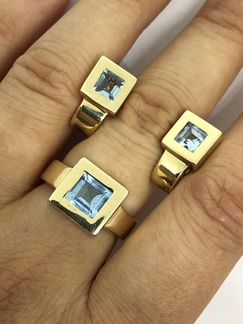 Золотой комплект с топазами