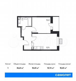 1-к квартира, 36.6 м², 10/11 эт.