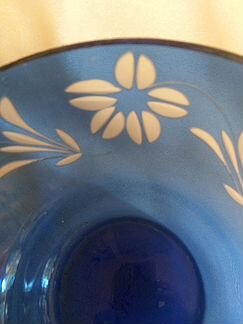 Ваза для фруктов СССР. Синее стекло