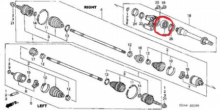 Подшипник приводного вала Хонда Аккорд 92-14