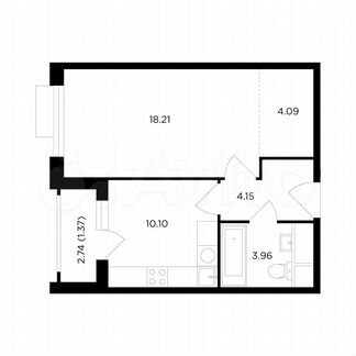 1-к квартира, 41.9 м², 20/26 эт.