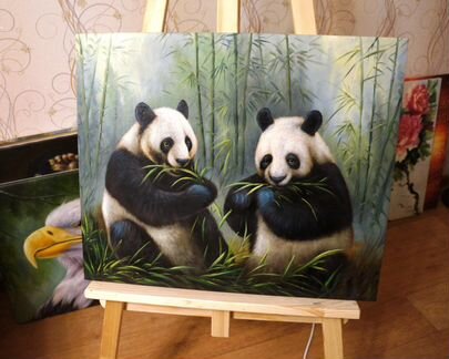 Панды, холст, масло, 60х50см, В.А.Смирнов