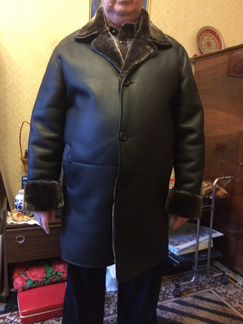 Мужская чёрная дублёнка Turellaitale средней длины