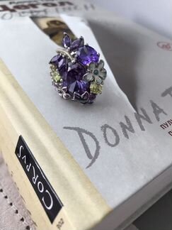 Кольцо сиреневое в стиле Dior с цветами