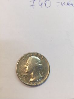Монета Liberty quarter dollar 1967