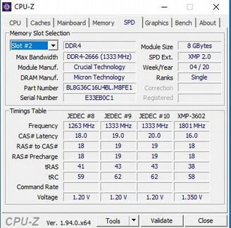 DDR4 3600MHz Crucial Ballistix RGB (2x8Gb KIT)