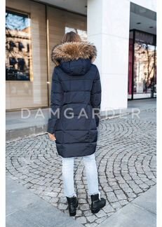 Пуховик зимний женский новый синий с капюшоном