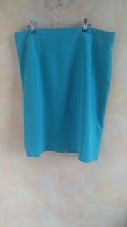 Юбка, цвет светло бирюзовый, улица сзади, без карм