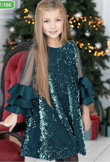 Праздничное платье с паетками на девочку рост 110