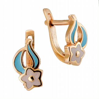 Золотые детские серьги с эмалью