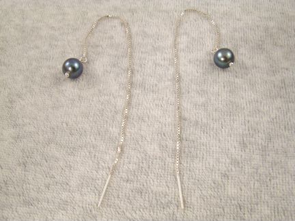 Серьги Синий жемчуг (серебро 925)